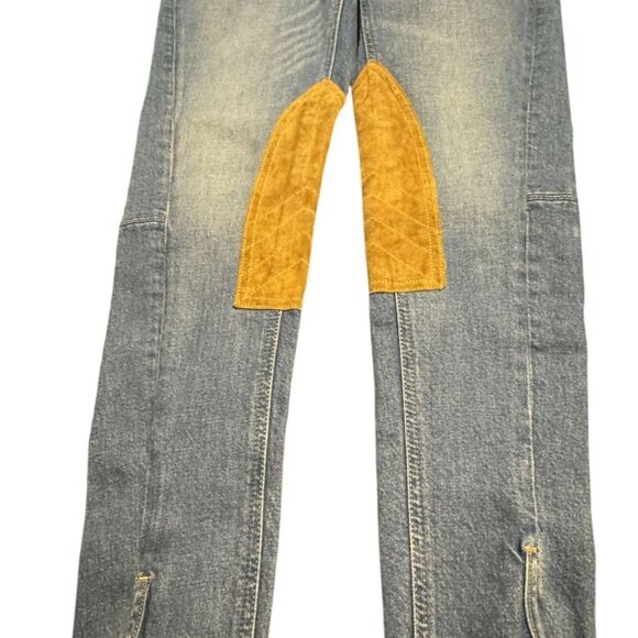 Polo Ralph Lauren Womens Denim Riding Jeans W/ Suede Patches & Embroidered Logo - Picture 1 of 6